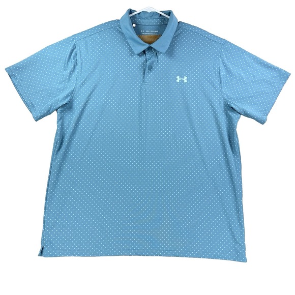 Under Armour Other - Mens Under Armour Performance Polo Shirt Polka Dot Blue Size 2XL Heat Gear Golf